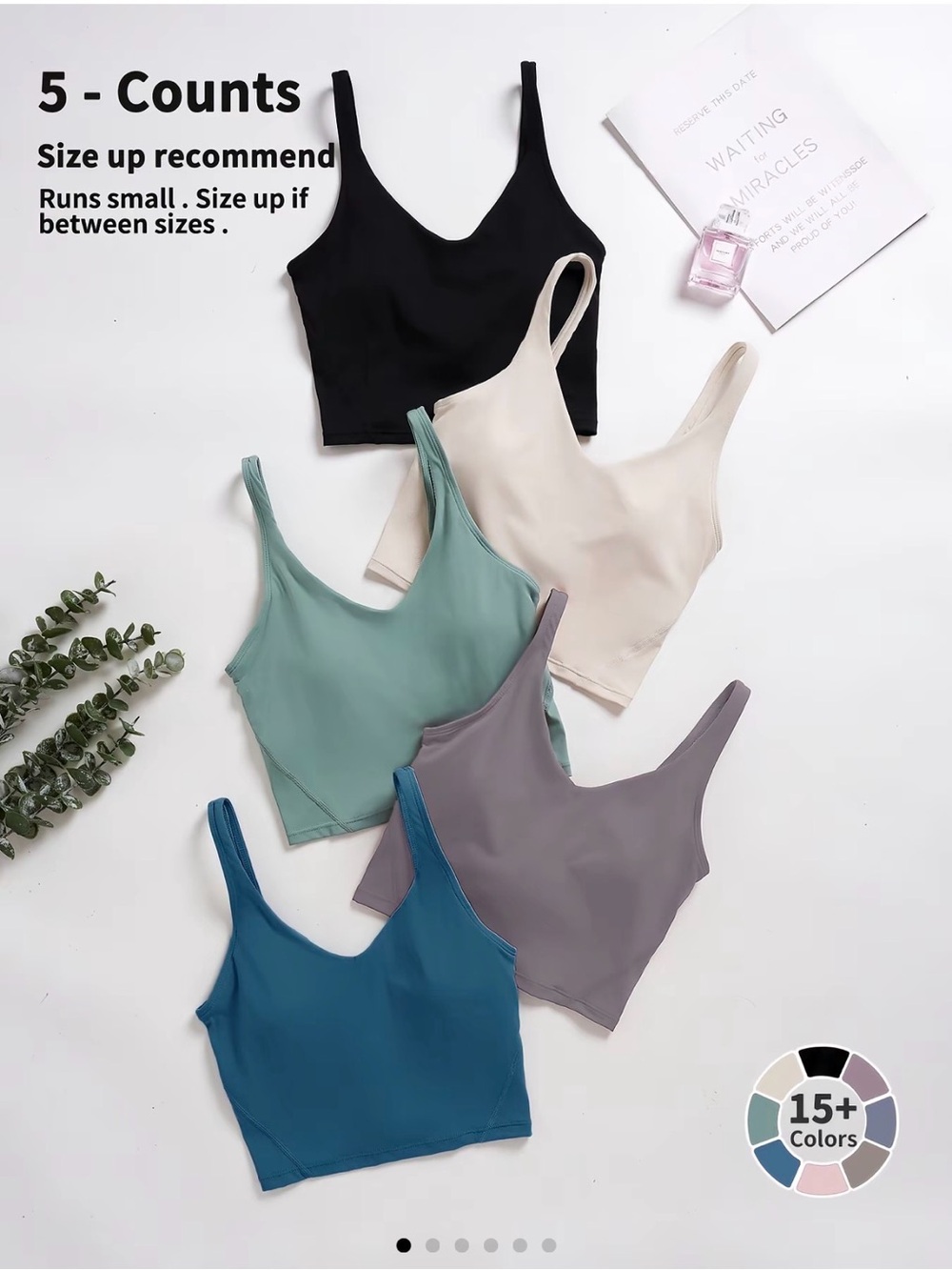 Seamless Scoop Neck Bralette – Pack of 5 (Black, Cream, Teal, Sage, Gray) gym